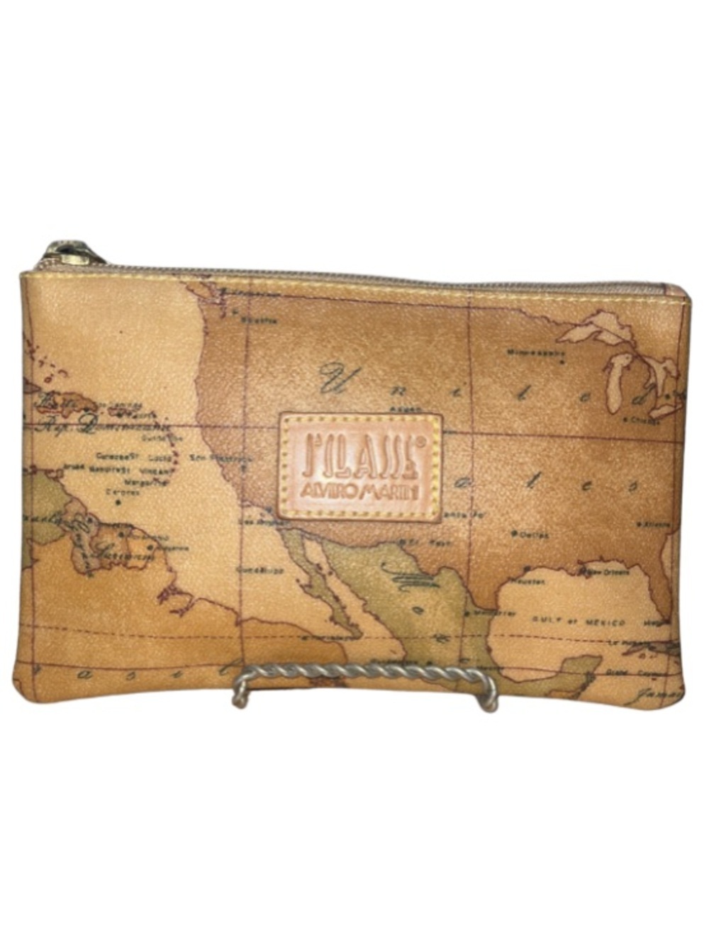 NWOT Authentic Alviero Martini 1a Classe
Geo Classic Map Pouch Clutch Bag